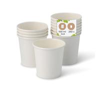 BIOZOYG 250x gobelets jetables 100 ml / 4 oz, Ø 62 mm blanc - gobelet carton sans plastique et en matériaux durables - gobelet cafe