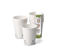 BIOZOYG 250x gobelets jetables 200 ml / 8 oz, Ø 80 mm blanc avec icônes environnementales - gobelet carton sans plastique et en matériaux durables - gobelet cafe
