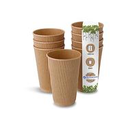 BIOZOYG 250x gobelets jetables isothermes 400 ml / 16 oz, Ø 90 mm brun - gobelet carton à double couche et sans plastique et - gobelet cafe