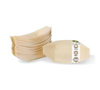 BIOZOYG 500x barquette alimentaire jetable en bois 8 cm - bol jetable naturelle et moderne - barquette frite, bol aperitif