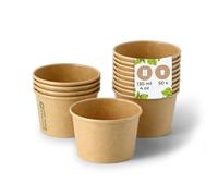 BIOZOYG 50x gobelet à glace en carton 75 ml marron - bol jetable sans plastique et recyclable - ramequin dessert bol a emporter