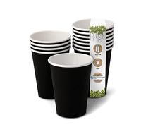 BIOZOYG 50x gobelets jetables 300 ml / 12 oz, Ø 90 mm noir - gobelet carton sans plastique et en matériaux durables - gobelet cafe