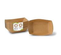 BIOZOYG Barquette en carton 1000 pièces 400 ml, 17 x 12,5 x 4 cm marron - Snackbox avec revêtement PE - pour frites, fingerfood, dessert, tapas, saucisse curry - Assiette jetable