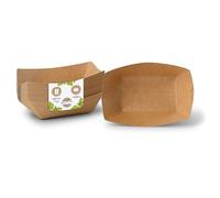BIOZOYG Barquette en carton 200 ml I 9 x 13,2 x 3,6 cm vaisselle carton I Barquette à snacks fingerfood & fast-food I repas chaud & froid I biodégradable & sans plastique I bio I 1000 pcs