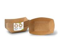 BIOZOYG Barquette en carton 250 pièces 200 ml, 13 x 10 x 3 cm marron marron - Snackbox avec revêtement PE - pour frites, fingerfood, dessert, tapas, saucisse curry - Assiette jetable