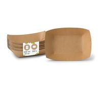 BIOZOYG Barquette en carton 250 pièces 500 ml, 20,5 x 14 x 3 cm marron marron - Snackbox avec revêtement PE - pour frites, fingerfood, dessert, tapas, saucisse curry - Assiette jetable
