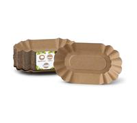 BIOZOYG Barquettes en carton ovales 19,5 x 11 x 3,2 cm I Assiette brune en carton recyclé pour frites, saucisses, etc I recyclable - écologique I barquette à frites 1000 pièces