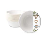 BIOZOYG Bols jetables en canne à sucre I Vaisselles compostables et biodégradables I Assiette à soupe, bol à pâtes, bol de service I 50 x bol à soupe 500ml, rond 15cm