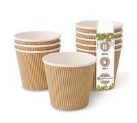 BIOZOYG Gobelet bio jetable à soupe vaisselle jetable soupe I Gobelet ondulé soupe carton kraft blanc/marron, non-blanchi I 500 Gobelets jetables compostables 500ml