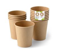 BIOZOYG Gobelet en carton 100 pièces 200 ml brun - Gobelets pour boissons chaudes - Alternative aux gobelets en polystyrène, gobelets en papier