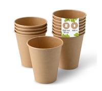 BIOZOYG Gobelet en carton 100 pièces 250 ml brun - Gobelets pour boissons chaudes - Alternative aux gobelets en polystyrène, gobelets en papier