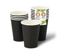 BIOZOYG Gobelet en carton 100 pièces 300 ml noir - Gobelets pour boissons chaudes - Alternative aux gobelets en polystyrène, gobelets en papier