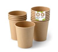BIOZOYG Gobelet en carton 250 pièces 200 ml brun - Gobelets pour boissons chaudes - Alternative aux gobelets en polystyrène, gobelets en papier