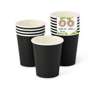 BIOZOYG Gobelet en carton 500 pièces 200 ml noir - Gobelets pour boissons chaudes - Alternative aux gobelets en polystyrène, gobelets en papier