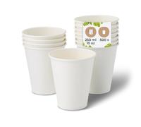 BIOZOYG Gobelet en carton 500 pièces 250 ml blanc - Gobelets pour boissons chaudes - Alternative aux gobelets en polystyrène, gobelets en papier