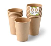 BIOZOYG Gobelet en carton 500 pièces 300 ml brun - Gobelets pour boissons chaudes - Alternative aux gobelets en polystyrène, gobelets en papier