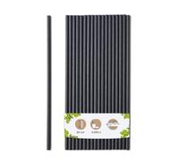 BIOZOYG Paille en papier 20 cm Ø 5 mm - Biodégradable - Noire - Roulée verticalement - Pour cocktails - 5000 pièces