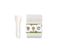BIOZOYG Portionneuse à glace écologique I 100 bâtonnets à glace en papier blanc I Cuillère à glace biodégradable & écologique I Cuillère en papier jetable I Portionneuse à glace durable