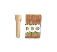 BIOZOYG Portionneuse à glace écologique I 500 bâtonnets à glace en papier marron I Cuillère à glace biodégradable & écologique I Cuillère en papier jetable I Portionneuse à glace durable