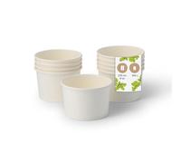 BIOZOYG Pots à Glace en Carton 100 Pièces 200 ml / 8 oz Blanc - Pot de Glace Jetables Enduites - Bols Coupes à Dessert Gobelets à Glace en Papier à Snacks Gobelets à Crème Yaourt Glacé pour Glacier