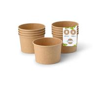 BIOZOYG Pots à Glace en Carton 1000 Pièces 200 ml / 8 oz Kraft Pot de Glace Jetables Enduites Bols Coupes à Dessert Gobelets à Glace en Papier à Snacks Gobelets à Crème Yaourt Glacé pour Glacier