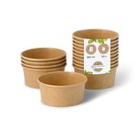 BIOZOYG Pots à Glace en Carton 50 Pièces 100 ml / 4 oz Kraft Pot de Glace Jetables Enduites Bols Coupes à Dessert Gobelets à Glace en Papier à Snacks Gobelets à Crème Yaourt Glacé pour Glacier