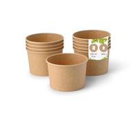 BIOZOYG Pots à Glace en Carton 500 Pièces 200 ml / 8 oz Kraft - Pot de Glace Jetables Enduites - Bols Coupes à Dessert Gobelets à Glace en Papier à Snacks Gobelets à Crème Yaourt Glacé pour Glacier