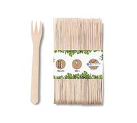 BIOZOYG XL fourchette des frites en bois bio I fourchettes en bois des frites, brochettes et saucisse I 100x fourchettes à frites 17,5 cm