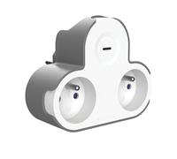 Biplite 16A 2 prises sans fusible blanc