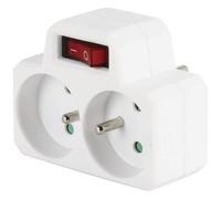 Electraline 531192 Adapteur Fiche Multiprise Biplite avec Interrupteur 2 Prise 16A, Blanc