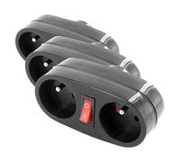 Biplite Domino 2x16A + Interrupteur - Anthracite - Dio (Lot de 3)