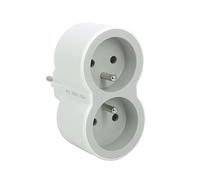 LEGRAND - Fiche Multiprise Biplite - 2 Prises Frontales avec Terre - Positionnement Vertical - Sécurité Enfant Intégrée - Blanc et Gris Clair