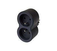 Legrand Fiche multiprise Biplite, 2 prises frontales avec terre, sécurité enfant, noir/gris foncé