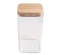 BIRAMBEAU - Ustensiles de Cuisine - Bocal en Verre - Boîtes Conservation - Couvercle Bambou - Idéal Conservation Aliments Secs - Courses Vrac - Capacité : 750mL, Beige