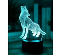 BIRBANN Lampe 3d Loup Decorative, Lampe De Chevet Chambre Intelligente À 7 Couleurs Pour Enfants, Veilleuse Décorative Chambre Ado Pour À Coucher, Cadeau D'anniversaire Pour Garçons Et Filles