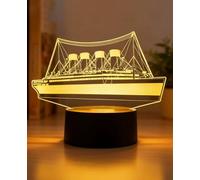 BIRBANN Lampe 3d Titanic Pour La Décoration De Chambre, Lampe De Chevet Enfant Fille À 7 Couleurs Changeantes, Idée Cadeau Titanic Romantique Pour Femme, Épouse, Petite Amie, Garçons Et Filles