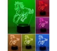 BIRBANN Lampe Cheval 3D Illusion Optique, Veilleuse Cheval 7 Couleurs Tactile, Cadeau Cheval Fille Idéal pour Chambre d'Enfant, Ambiance Douce et Apaisante