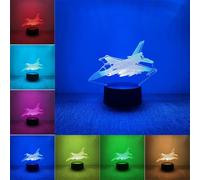 BIRBANN Lampe d'avion, 7 couleurs variables, lampe d'avion de combat, 3D, pour décoration d'avion de chambre d'enfant, cadeau d'anniversaire pour garçons et filles