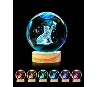 BIRBANN Lampe de nuit 3D Chat en Cristal LED Sphérique, Cadeau pour Enfants | Alimentation USB, Dégradé de 16 couleurs, veilleuse chat toute douce, décoration pour chambre de filles