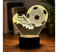 BIRBANN Lampe Football 3D à Effet Illusion LED, Veilleuse Enfant 7 Couleurs Changeantes, Lumière de Nuit pour Garçon, Décoration Chambre à Coucher, Ambiance Sommeil Apaisante, Idée Cadeau Originale