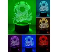 BIRBANN Veilleuse 3D Illusion Football pour Enfant, Lampe LED Tactile 7 Couleurs, Cadeau Garçon Fan de Foot Lampe de Chevet