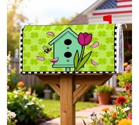 Birdhouse Housses de boîte aux lettres magnétiques pour extérieur Motif tulipes et abeilles Vert 53,3 x 65,5 cm