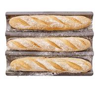 Birkmann Easy Baking - Plaque de cuisson perforée en acier carbone antiadhésif, pour 3 baguettes, 39.5 x 29.5 x 4.5 cm