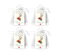 BIRLOZA Lot de 4 porte-clés trèfle à quatre feuilles avec carte de vœux - Bonne chance pour ton nouveau chemin - Cadeau de départ et cadeau de fin d'études pour étudiants, collègues et équipe