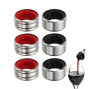 BIRLOZA Lot de 6 Anneaux Anti-Goutte en Acier Inoxydable, Bague Réutilisable pour Bouteille de Vin, Accessoire Vin en Flanelle, Verseur Anti-Fuite
