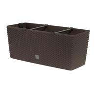 BirnePower Jardinière de Balcon avec Système d'Irrigation, Bac à Plantes Rectangulaire Aspect Rotin, Réservoir d'eau et Indicateur de Niveau, Résistant aux UV, 60 cm, Umbra
