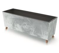 BirnePower Jardinière sur Pieds Urbi Case N avec Insert Amovible, Pot de Fleurs Rectangulaire 77cm pour Intérieur et Extérieur, Résistant au Gel et UV, Gris Béton