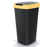 BirnePower Poubelle de Cuisine 25L Jaune avec Couvercle Oscillant, Compacta Q en Plastique, Système de Tri pour Cuisine et Bureau, Ouverture 2 Voies, Dimensions 53x29x26cm