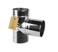 BirnePower Té de Raccordement 150 mm en Acier Inoxydable, Accessoire pour Tuyau de Poêle, Conduit Cheminée et Évacuation des Fumées
