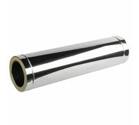 BirnePower Tube Double Paroi Isolé 1000 mm (130/200 mm) en Acier Inoxydable, Conduit Cheminée et Évacuation des Fumées, Épaisseur 0,6 mm
